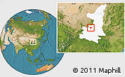 Satellite Location Map of Yongshou, highlighted parent region