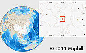 Shaded Relief Location Map of Yongshou, highlighted country