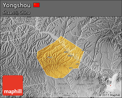 Physical Map of Yongshou, desaturated