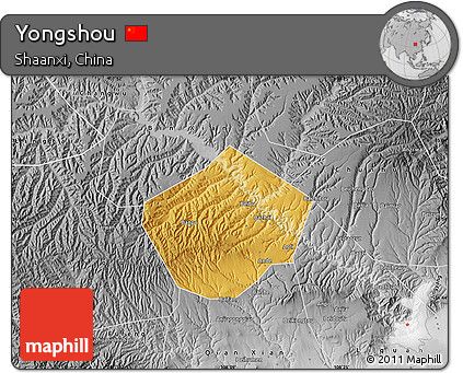 Physical Map of Yongshou, desaturated