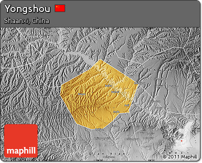 Physical Map of Yongshou, desaturated