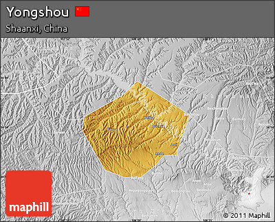 Physical Map of Yongshou, lighten, desaturated