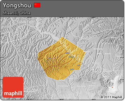 Physical Map of Yongshou, lighten, desaturated