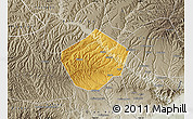 Physical Map of Yongshou, semi-desaturated