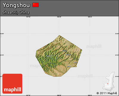 Satellite Map of Yongshou, single color outside