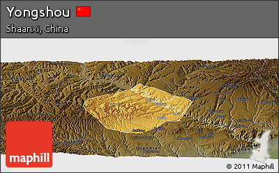 Physical Panoramic Map of Yongshou, darken