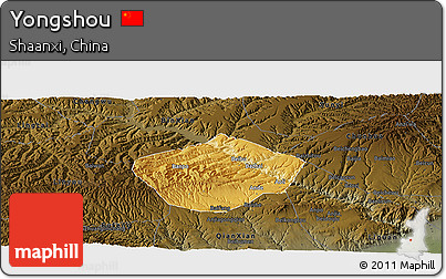 Physical Panoramic Map of Yongshou, darken