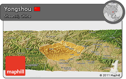 Physical Panoramic Map of Yongshou, satellite outside