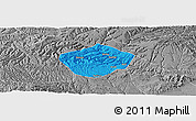 Political Panoramic Map of Yongshou, desaturated