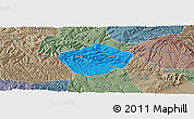 Political Panoramic Map of Yongshou, semi-desaturated