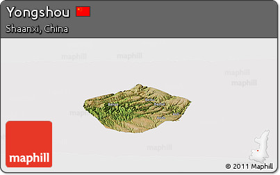 Satellite Panoramic Map of Yongshou, cropped outside