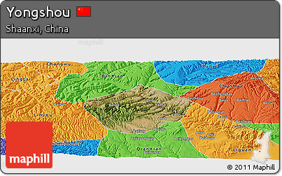 Satellite Panoramic Map of Yongshou, political outside
