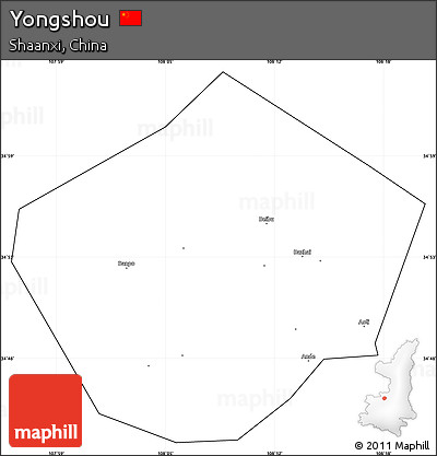 Blank Simple Map of Yongshou, cropped outside