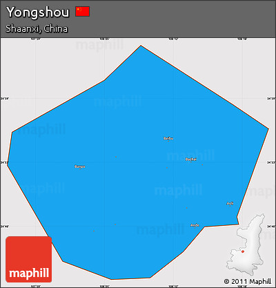 Political Simple Map of Yongshou, cropped outside