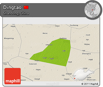 Physical 3D Map of Dingtao, shaded relief outside