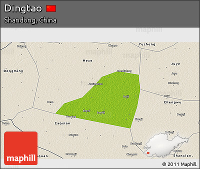 Physical 3D Map of Dingtao, shaded relief outside