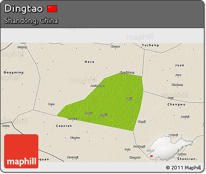 Physical 3D Map of Dingtao, shaded relief outside
