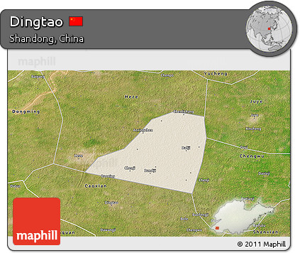 Shaded Relief 3D Map of Dingtao, satellite outside