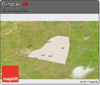 Shaded Relief 3D Map of Dingtao, satellite outside