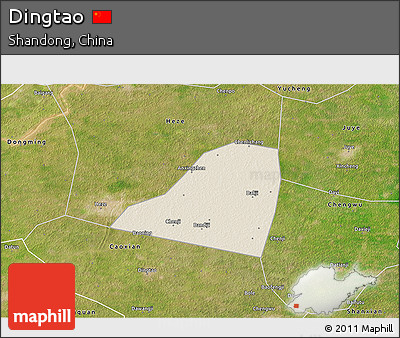 Shaded Relief 3D Map of Dingtao, satellite outside