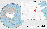 Gray Location Map of Dingtao, highlighted country, hill shading