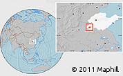 Gray Location Map of Dingtao, highlighted parent region, hill shading
