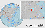 Gray Location Map of Dingtao, hill shading