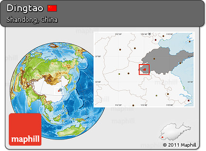 Physical Location Map of Dingtao, highlighted country, highlighted parent region