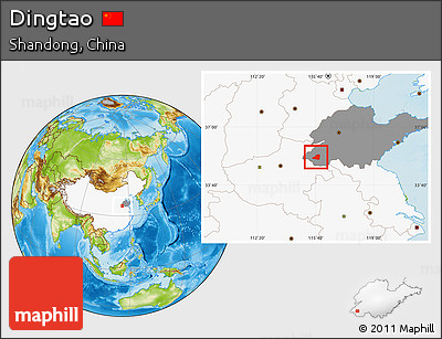 Physical Location Map of Dingtao, highlighted country, highlighted parent region