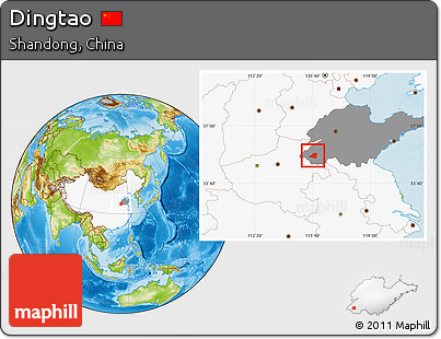 Physical Location Map of Dingtao, highlighted country, highlighted parent region