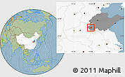 Savanna Style Location Map of Dingtao, highlighted country, highlighted parent region, hill shading