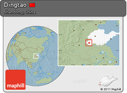 Savanna Style Location Map of Dingtao, highlighted parent region, hill shading