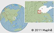 Savanna Style Location Map of Dingtao, highlighted parent region, hill shading