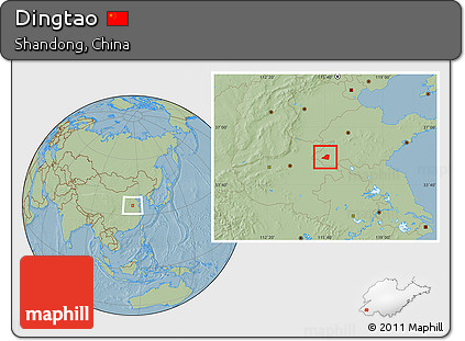 Savanna Style Location Map of Dingtao, hill shading
