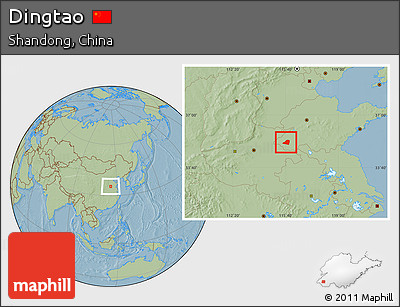 Savanna Style Location Map of Dingtao, hill shading