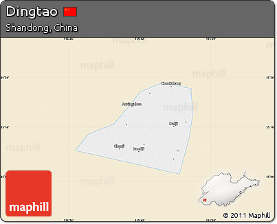 Classic Style Map of Dingtao, single color outside