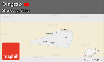 Classic Style Panoramic Map of Dingtao, single color outside