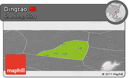 Physical Panoramic Map of Dingtao, desaturated