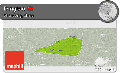 Physical Panoramic Map of Dingtao, lighten, semi-desaturated
