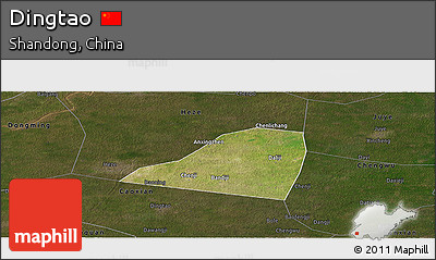 Satellite Panoramic Map of Dingtao, darken