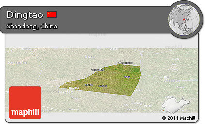 Satellite Panoramic Map of Dingtao, lighten