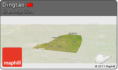 Satellite Panoramic Map of Dingtao, lighten