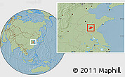 Savanna Style Location Map of Feixian, hill shading