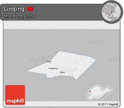 Gray 3D Map of Linqing, single color outside