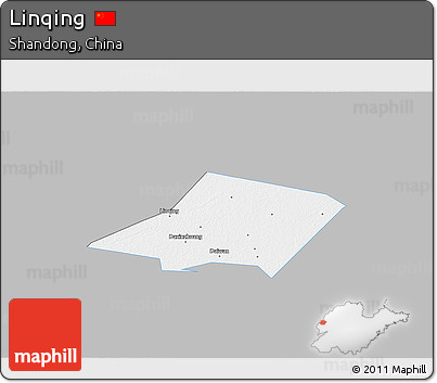 Gray 3D Map of Linqing, single color outside