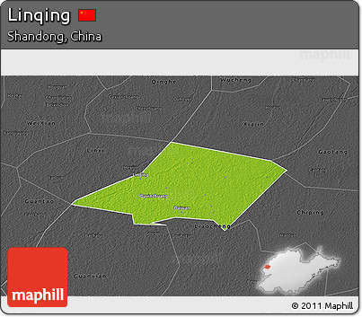 Physical 3D Map of Linqing, darken, desaturated