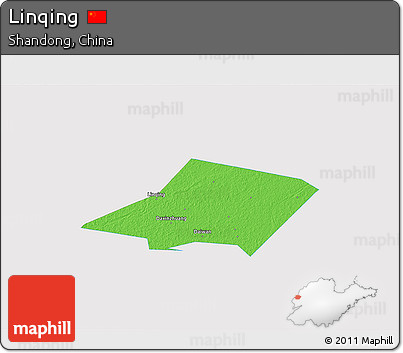 Political 3D Map of Linqing, single color outside
