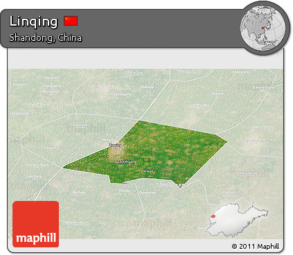 Satellite 3D Map of Linqing, lighten