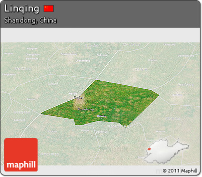 Satellite 3D Map of Linqing, lighten