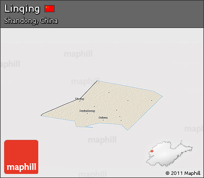 Shaded Relief 3D Map of Linqing, single color outside